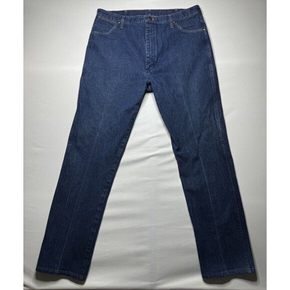 Wrangler 13MWZ Men's Regular Fit Straight Leg Western Blue Jeans - Size 40x33.5 - Picture 1 of 6